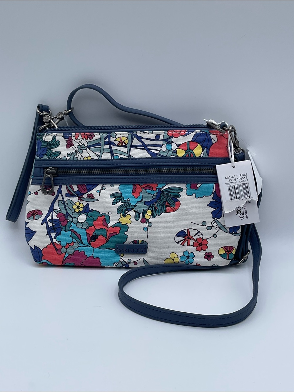 Sakroots Floral Crossbody Purse Convertible Wristlet NWT Blue Multi adjustable